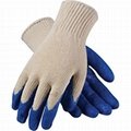 Blue latex coated safety working gloves