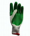 2014 hot sale Green latex coated safety working gloves 2