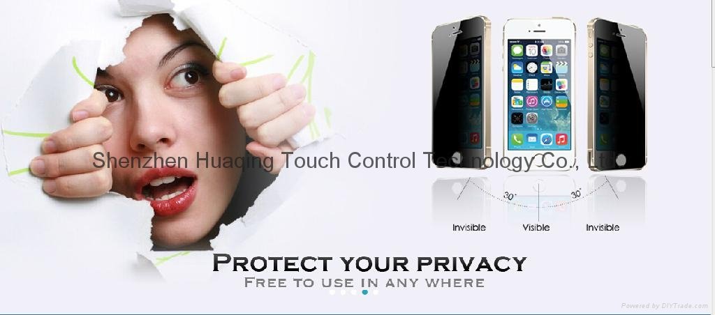 2014 popular anti-spy tempered glass screen protector for iphone samsung 3