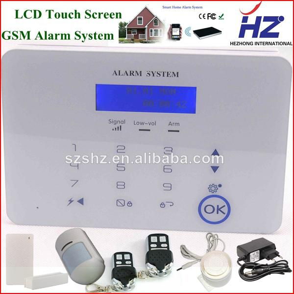 Touch keypad LCD display home security PSTN & gsm alarm system 2