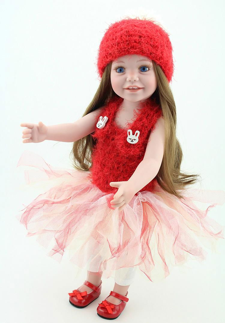 Newest design full body vinyl 18inch wigs doll american girl doll 4