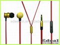 Colorful metal flat cable earphone with mic