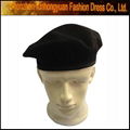 Black Military 100% Wool Felt Beret with Polyester Binding 3