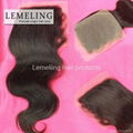 Top Qulity 4"by4" Lace Top Closure Brazilian Virgin Human Hair Free/Middle Part  3