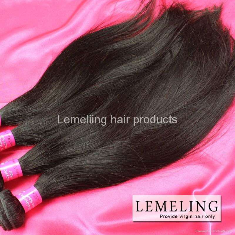 Malaysian virgin hair Silky Straight 3PC Full Head Dyeable Human Hair Weaves 