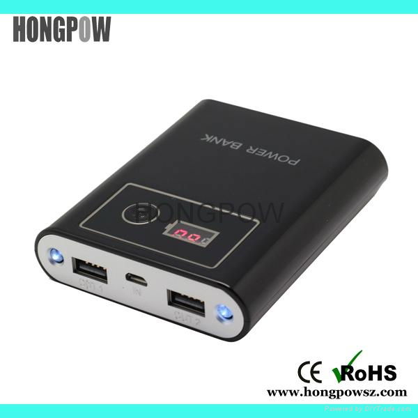 12000mah dual usb 2.1A output LED screen portable mobile power bank 3