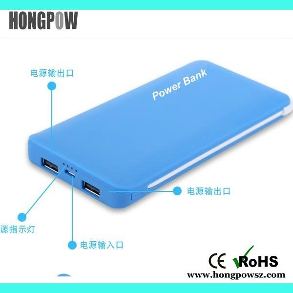 10000mah dual usb power bank with built-in cable for smartphone & tablet