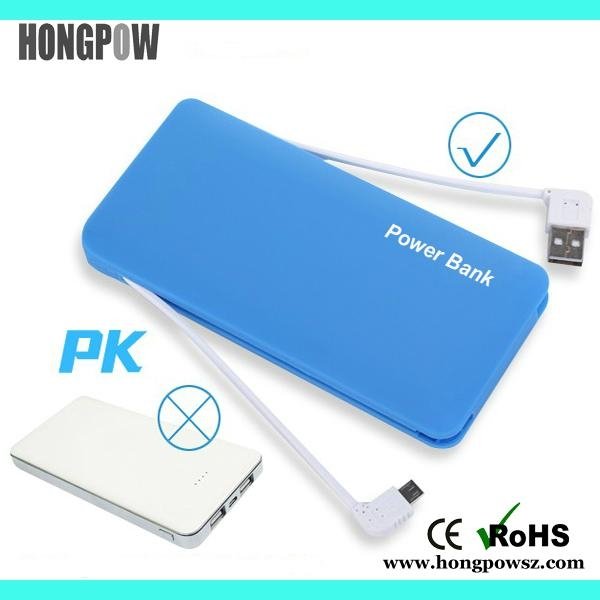 10000mah dual usb power bank with built-in cable for smartphone & tablet 3