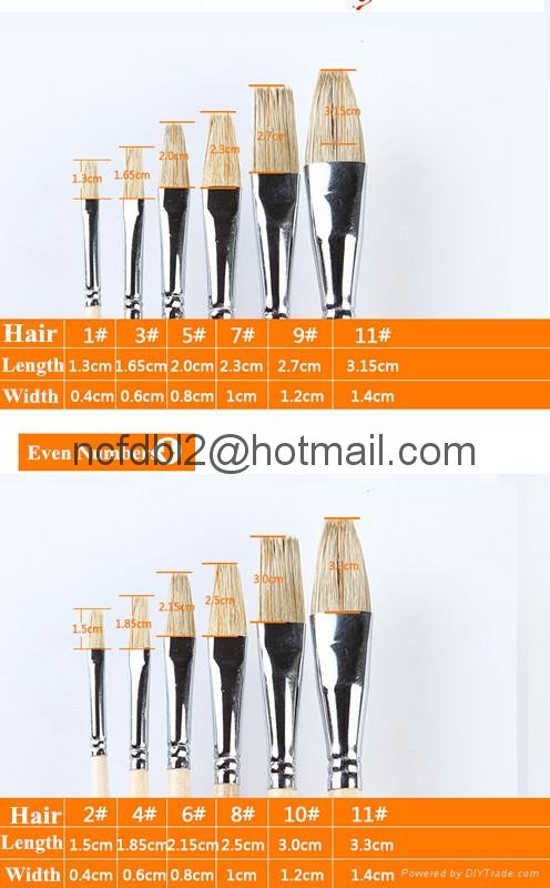 Professional  Natural Bristle Hair Wooden Handle Artist Brush 3