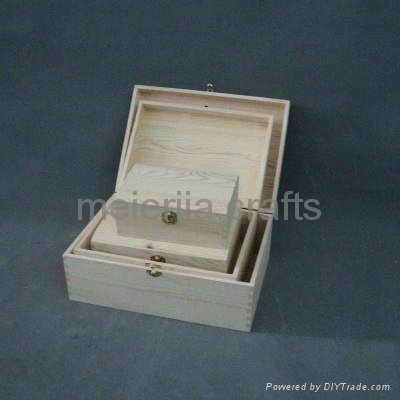 unfinished pine wood small storage box set 2