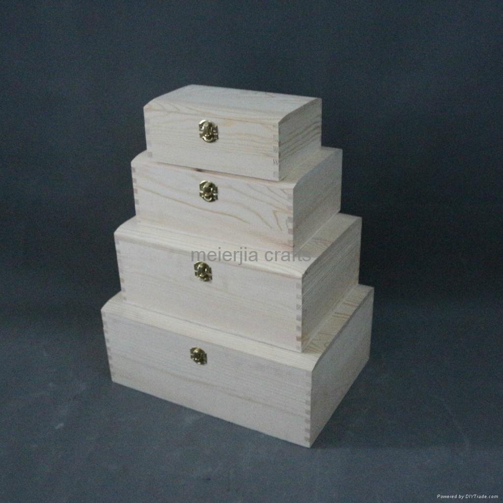 unfinished pine wood small storage box set