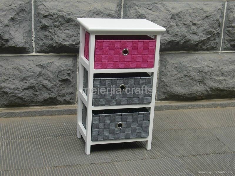 wooden frame furniture white cabinet with colorful drawer
