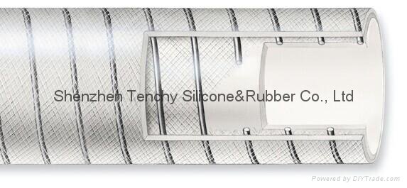 Wire reinforced beverage transfer silicone tubing