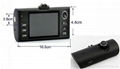 2.7inch GPS G-sensor dual lens HD 1080P car dvr black box 3