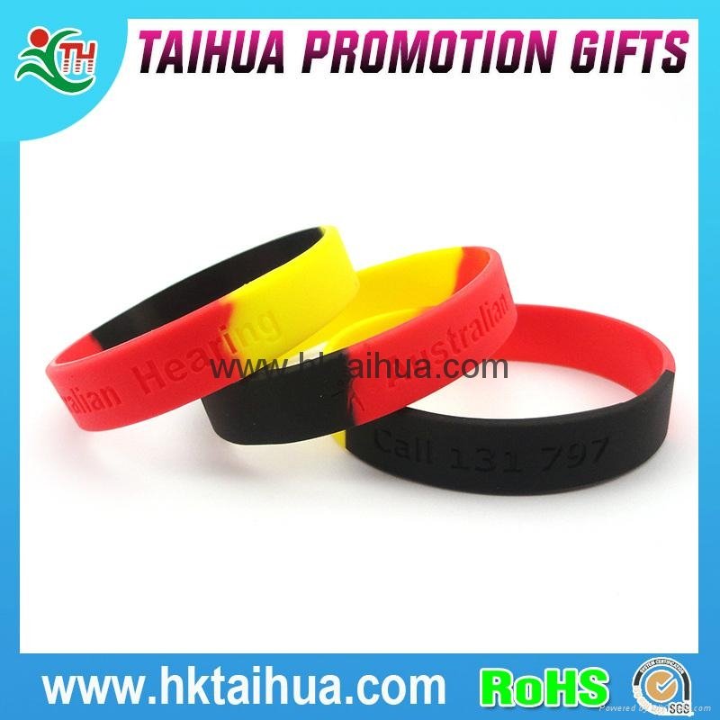 Debossed Logo Silicon Bracelets with Segmented Color 1