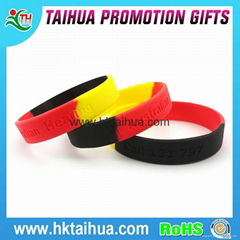 Debossed Logo Silicon Bracelets with Segmented Color