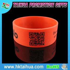 custom QR CODE printed silicone bracelet,wristband watch