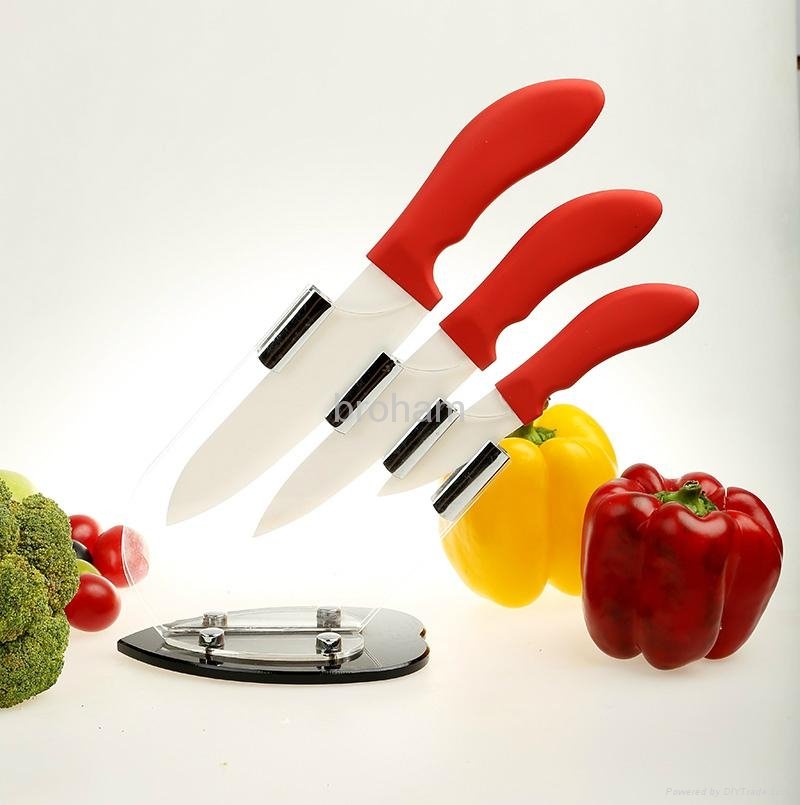 New  Ceramic Knife Set with Knives Peeler and Stand
