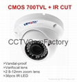 vandal proof 1/4 Color CMOS 700TVL CCTV Camera with IR CUT white color Dome var