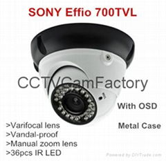 SONY CCD Indoor Dome security camera vandal-proof manual zoom CCTV camera