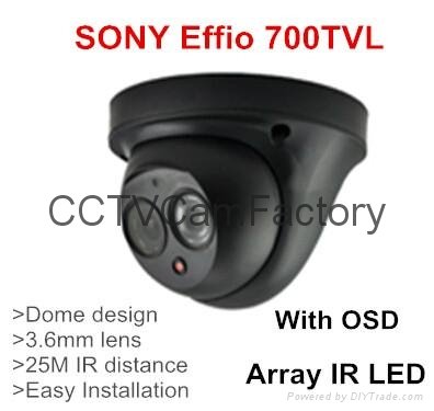 Sony Effio-E CCD 700TVL Black dome Design Video surveillance camera with Array I