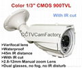 CMOS 900TV line varifocal waterproof IR CCTV Camera 2.8-12mm manual zoom lens wi