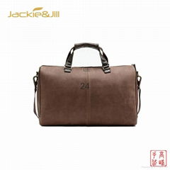 Capacious Brown Leather Convenient Carrying Waterproof Travel Duffel Bag