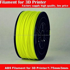 Shiny yellow color 1.75mm abs Flexible 3D Filament for 3d printer