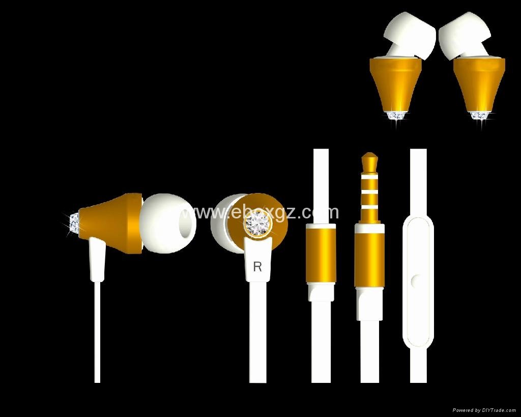 MP3 earphone for iPhone fashion style luxury gold color