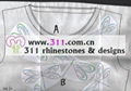 311 dragonfly hot-fix heat transfer rhinestone motif design 3 4