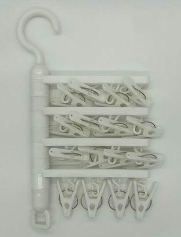 Foldable Plastic Hanger With 16 Clips 2