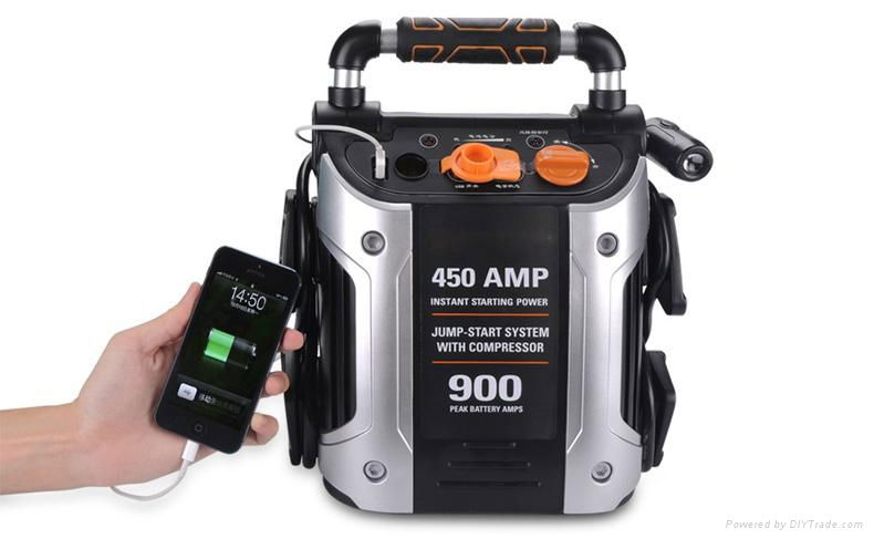 12V Peak 900Amp jump starter with air compressor 2