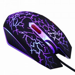 Light transmission 2400DPI USB 2.0 Optical wired 6D Game with 7 LED gaming Mouse