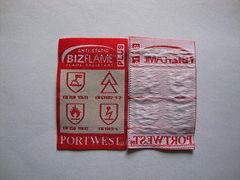 Certifired fire retardant woven label