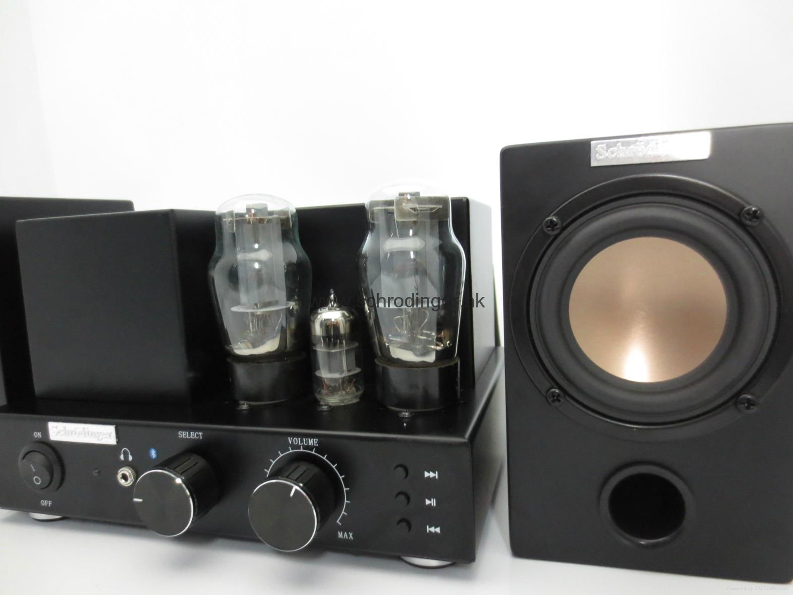 Vacuum Tube Bluetooth Amplifier with Wood Speakers set 3