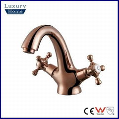double handle 35mm ceramic vavle lead free sink tap 