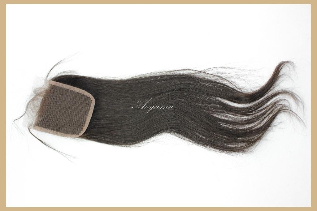 Straight Texture Hair Best Quality Virgin Human Hair Natural Color Lace Closure 3