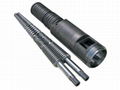 conical twin barrel and screw for plastic extruder