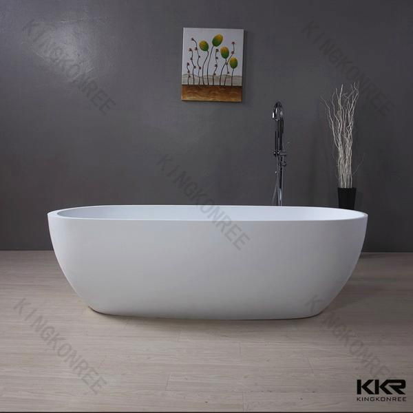 Popular sale acrylic solid surface free standing white bathtub 2