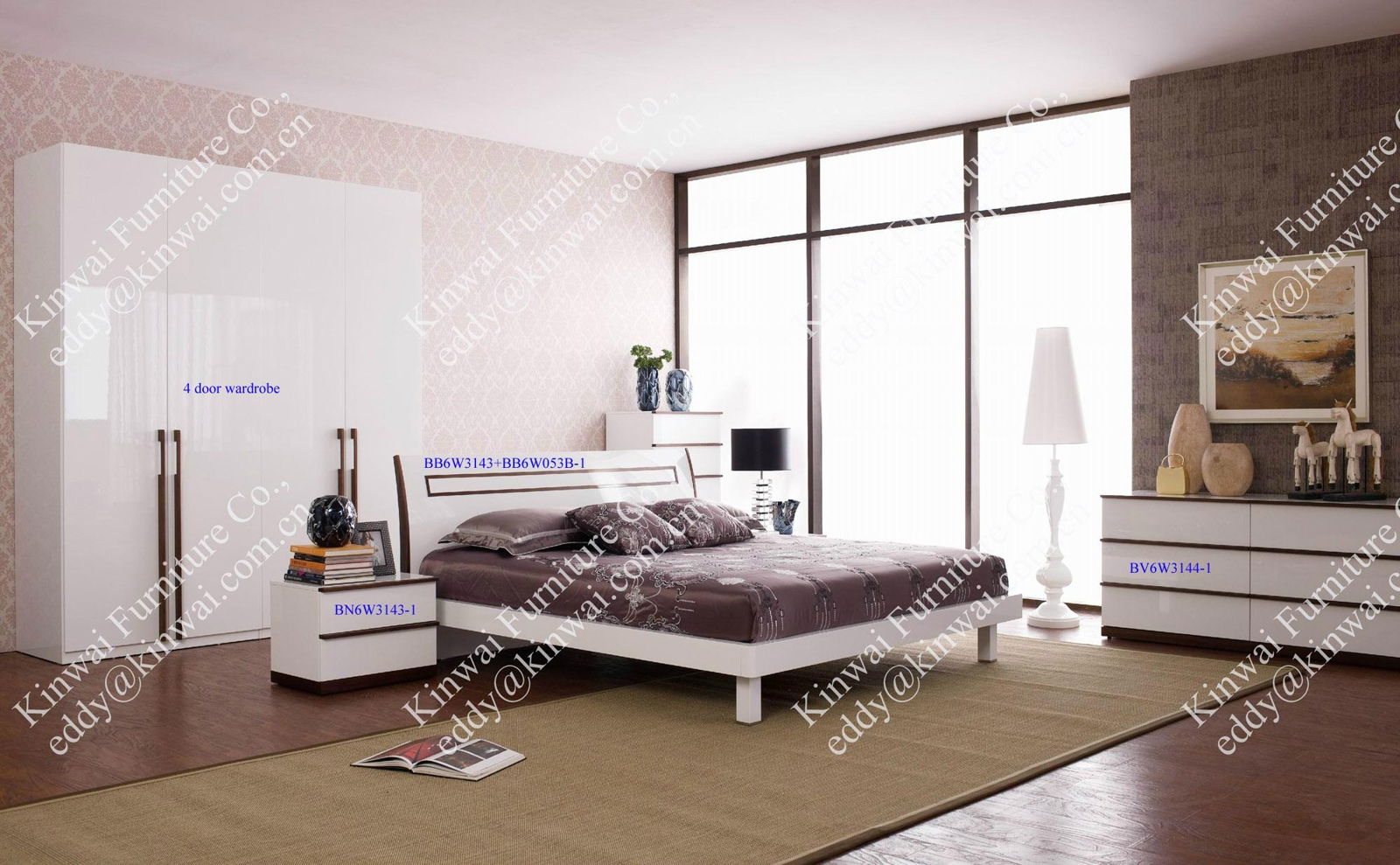 Berne bedroom furniture bed bedside table high chest double dresser