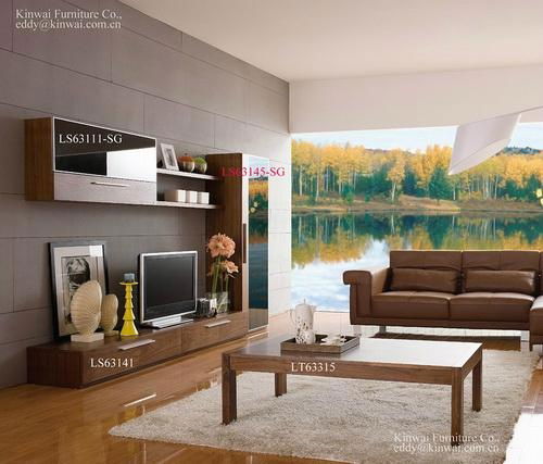 Lisbon living room furniture walnut veneer coffee table TV stand double dresser