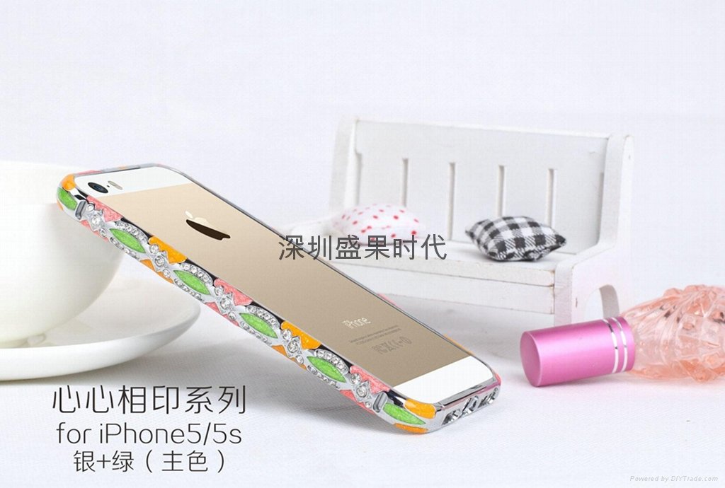 2014最新款 iPhone5心心相印手机保护套 景泰蓝镶钻边框 陶瓷机壳 3