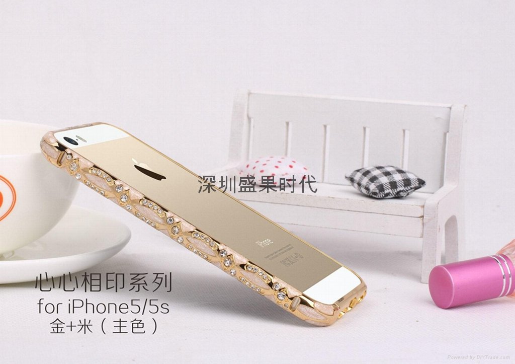 2014最新款 iPhone5心心相印手机保护套 景泰蓝镶钻边框 陶瓷机壳 4
