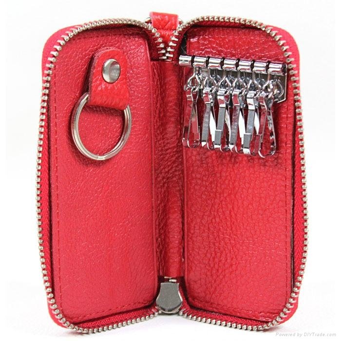 Fashion Hot Selling Red Genuine Leather Key Case