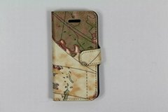 Wallet PU case with map pattern for iphone 5/5s