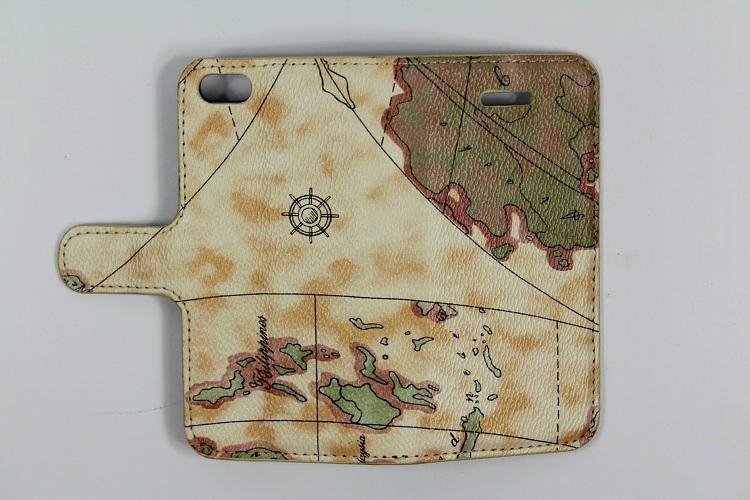 Wallet PU case with map pattern for iphone 5/5s 3