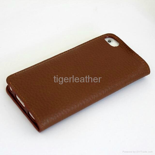 Credit Card Slots Genuine Leather Case For iphone 5/5S 2