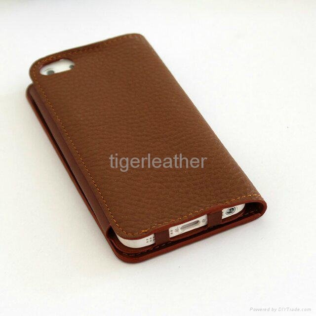 Credit Card Slots Genuine Leather Case For iphone 5/5S 4