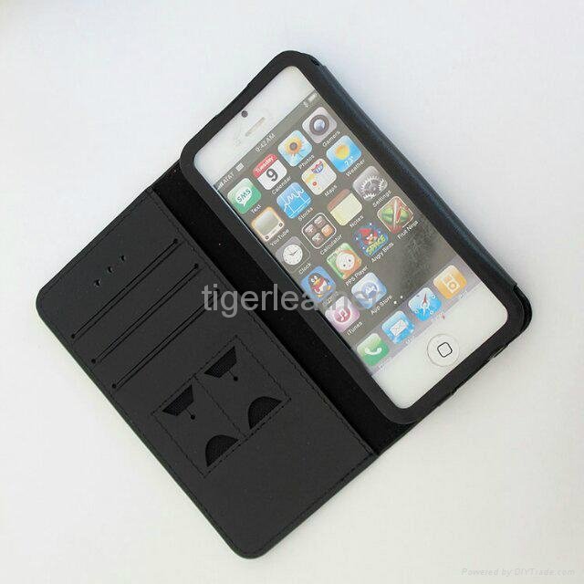 Credit Card Slots Genuine Leather Case For iphone 5/5S 3