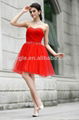 Pretty girl knee length red evening dress 2014 1